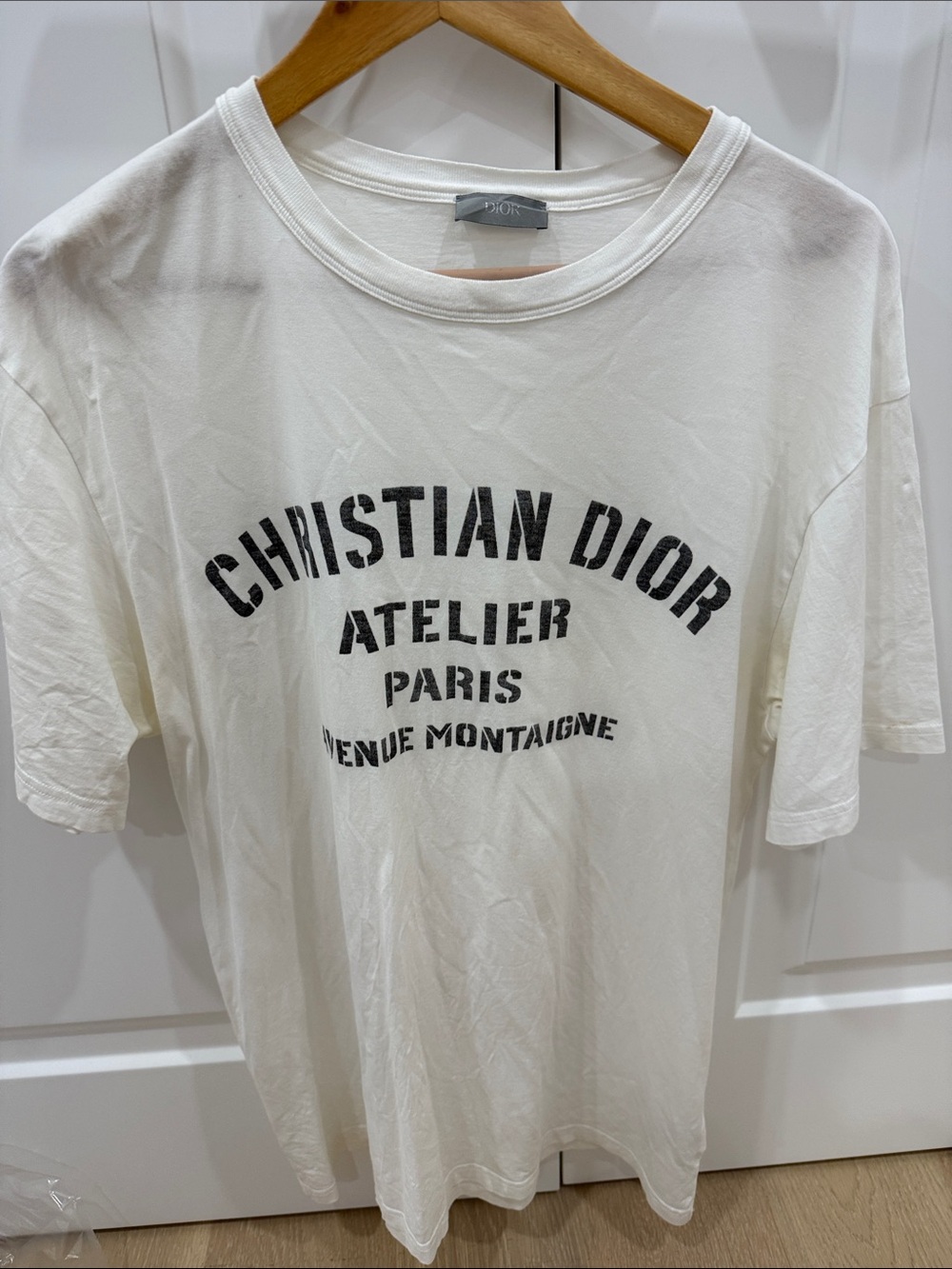 Dior White Short-Sleeve Logo T-Shirt with Black Print